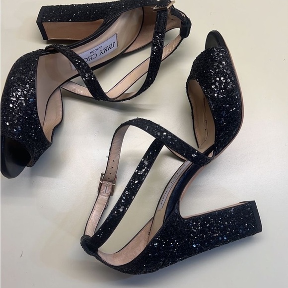 Jimmy Choo Black Stiletto Heels with Sparkly Finish - Picture 2 of 5